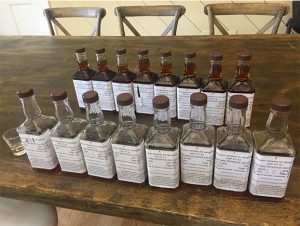Bottles of Bourbon Ready for Tasting