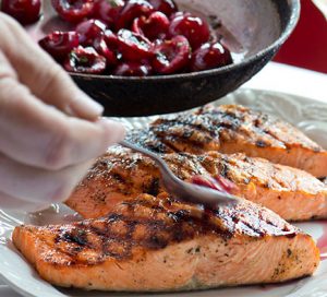 Grilled Salmon With Local Cherries