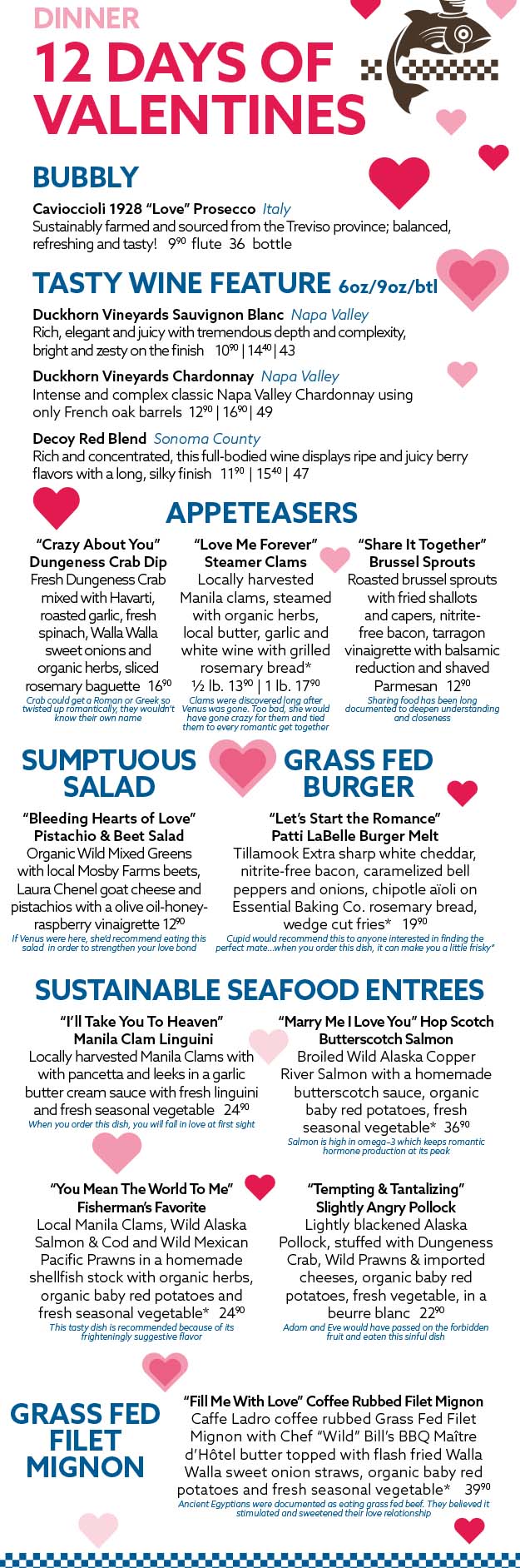 Duke's Valentine's Day Menu Duke's Valentine's Day Menu