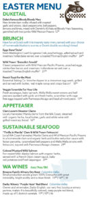Duke's Seafood Easter Brunch Menu 2022
