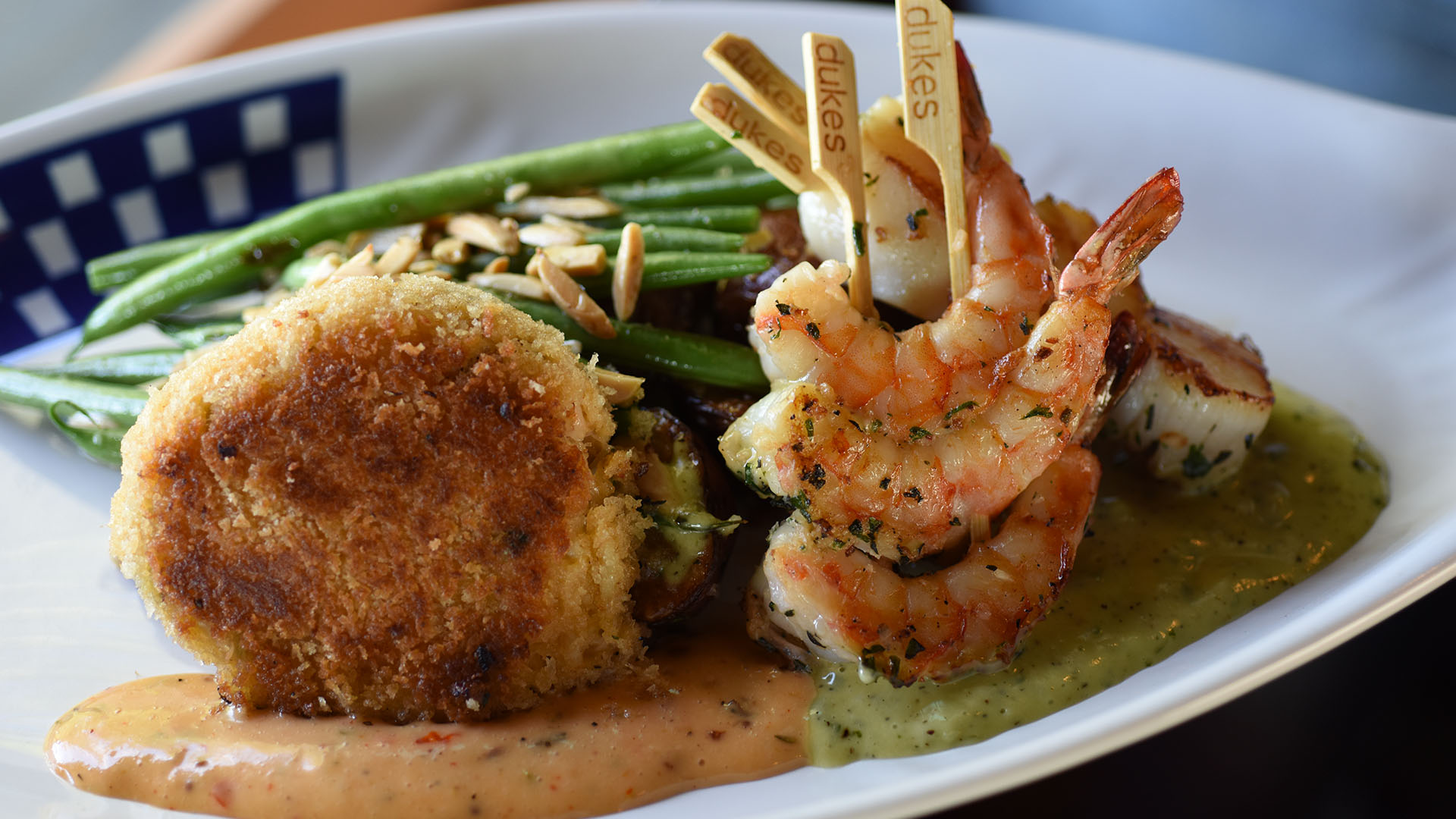 Shrimp Crab Cake Dinner Greens | Duke's Seafood